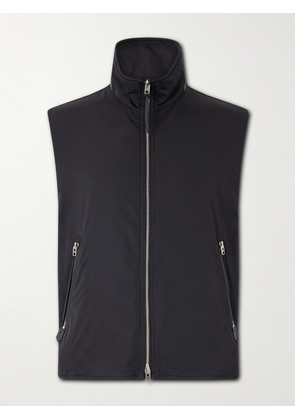TOM FORD - Peach Touch Leather-Trimmed Poplin Gilet - Men - Black - IT 46