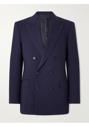 TOM FORD - Atticus Double-Breasted Wool and Mohair-Blend Blazer - Men - Blue - IT 48