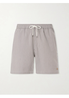 Polo Ralph Lauren - Traveler Striped Straight-Leg Mid-Length Cotton-Blend Seersucker Swim Shorts - Men - Brown - XS