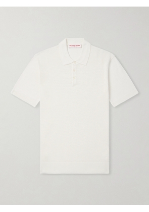 Orlebar Brown - Burnham Tie Stitch II Silk and Cotton-Blend Polo Shirt - Men - Neutrals - S