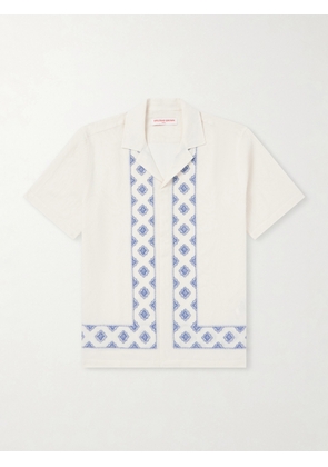 Orlebar Brown - Maitan Camp-Collar Embroidered Cotton Shirt - Men - Neutrals - S
