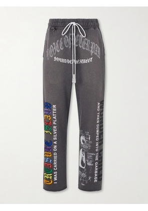 Paly Hollywood - Bobby Driscoll Embellished Printed Cotton-Fleece Sweatpants - Men - Gray - S