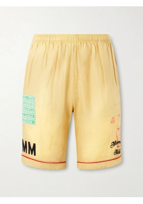 Paly Hollywood - Montauk Embroidered Printed Corduroy-Linen Shorts - Men - Yellow - S