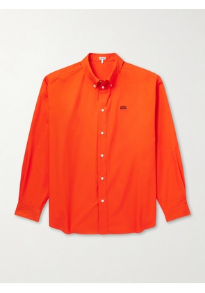 LOEWE - Anagram-Embroidered Cotton Shirt - Men - Red - EU 38