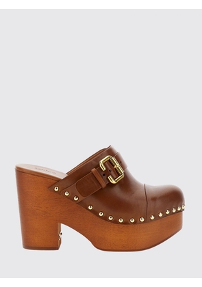 CHLOÉ Jeanette Calfskin Sabot Mules with High Heel and Studs