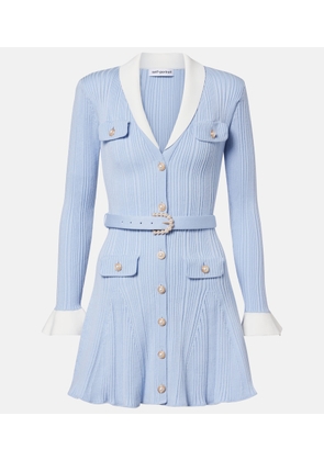 Self-Portrait Belted ribbed-knit minidress
