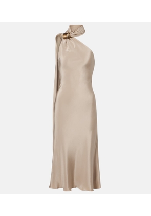 Max Mara Elegante one-shoulder silk crepe maxi dress
