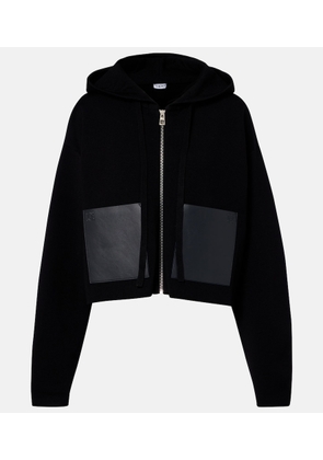 Loewe Leather-trimmed wool hoodie