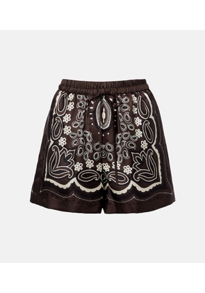 Nili Lotan Frances printed silk twill shorts