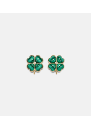 Yvonne Leon Puces Dome Trefle 9kt gold earrings with malachite and diamonds