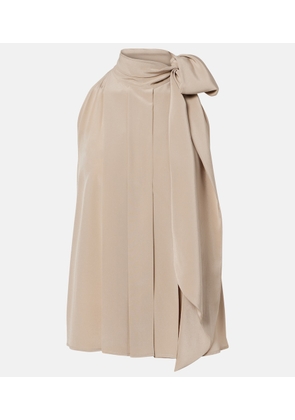 Max Mara Pleated tie-neck silk crepe de chine top