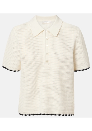 Frame Daybreak crochet scalloped polo shirt
