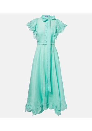 Leo Lin Elsie tie-neck linen and silk maxi dress