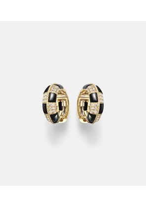 Yvonne Leon Mini 9kt gold earrings with diamonds and onyx