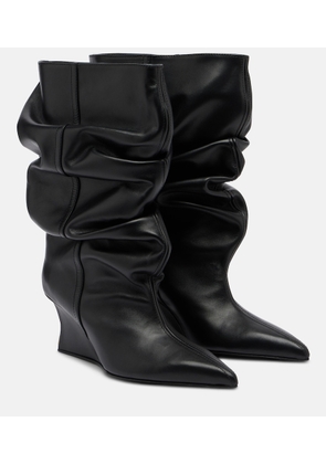 Balmain Leather wedge boots