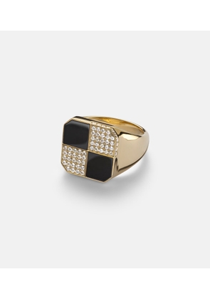 Yvonne Leon Damier 9kt gold ring with diamonds and onyx