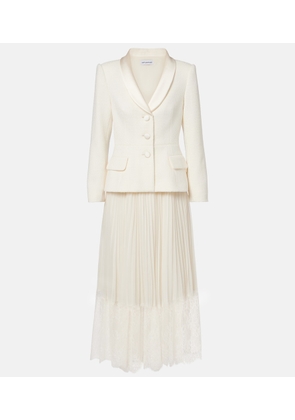 Self-Portrait Boucle and chiffon midi dress