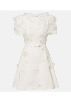 Leo Lin Elyse floral-applique linen and silk minidress
