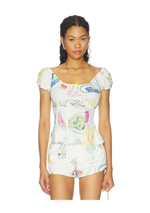 Lisa Says Gah Pat Top in White. Size XS. Also in L, M, S, XL.