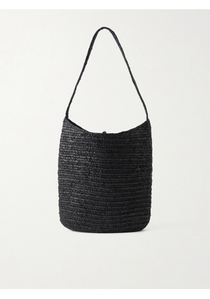 The Row - Alma Leather-trimmed Raffia Tote - Black - One size