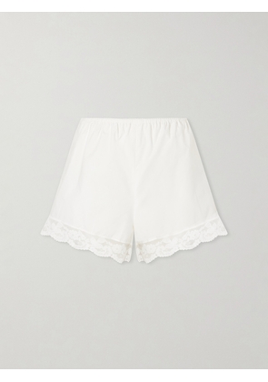 Faithfull - Cristina Lace-trimmed Cotton-poplin Shorts - White - x small,small,medium,large,x large,xx large