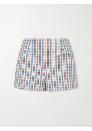 Faithfull - Aurora Checked Cotton And Linen-blend Shorts - Blue - x small,small,medium,large,x large,xx large