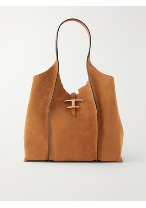 Tod's - T Timeless Medium Suede Shoulder Bag - Brown - One size