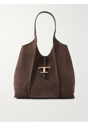Tod's - T Timeless Medium Suede Shoulder Bag - Brown - One size