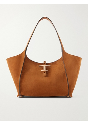 Tod's - T Timeless Small Suede Shoulder Bag - Brown - One size