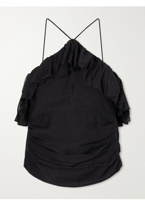 Marant Étoile - Djimia Ruffled Cotton-blend Tank - Black - FR 34,FR 36,FR 38,FR 40,FR 42,FR 44