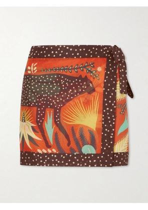 Etro - Printed Cotton-voile Mini Wrap Skirt - Red - One size