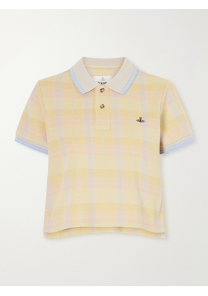 Vivienne Westwood - Logo-embroidered Checked Cotton-piqué Polo Shirt - Yellow - x small,small,medium,large,x large