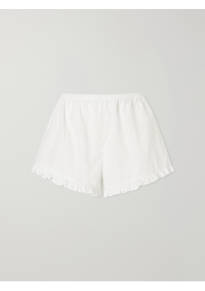 Hunza G - Ruffled Cotton-poplin Shorts - White - small,medium,large,x large