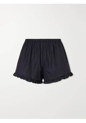 Hunza G - Ruffled Cotton-poplin Shorts - Black - small,medium,large,x large