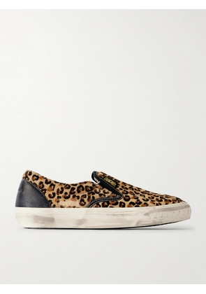 Golden Goose - Vce Horsy Distressed Leather-trimmed Leopard-print Pony Hair Slip-on Sneakers - Animal Print - IT35,IT36,IT37,IT38,IT39,IT40,IT41,IT42