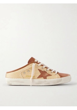 Golden Goose - Super-star Sabot Distressed Leather-trimmed Raffia Slip-on Sneakers - Neutrals - IT35,IT36,IT37,IT38,IT39,IT40,IT41,IT42