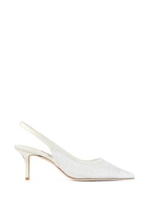 Jimmy Choo Love 65 pointed glitter slingback pumps - White