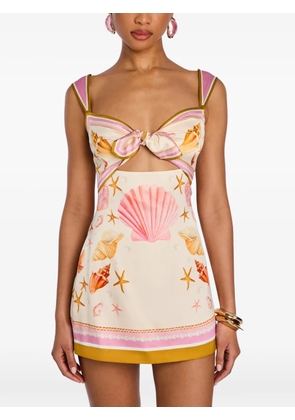 Retrofete Margarie shell-print silk mini dress - Neutrals