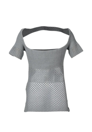 Isa Boulder fishnet cut-out top - Grey