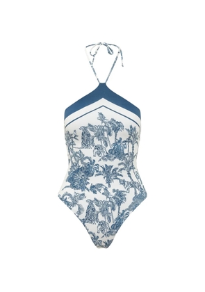 MC2 Saint Barth Meryem graphic-print halterneck swimsuit - White