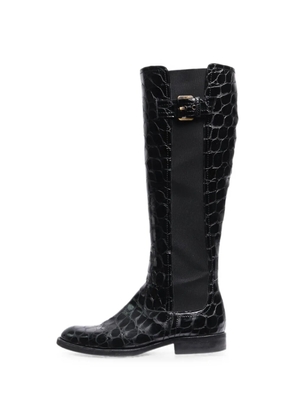 Emporio Armani Pre-Owned croc-effect leather boots - Black