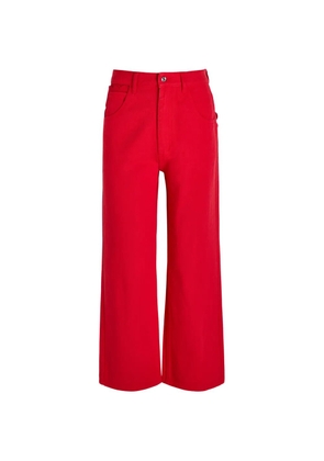 NEVER FULLY DRESSED cropped wide-leg jeans - Red