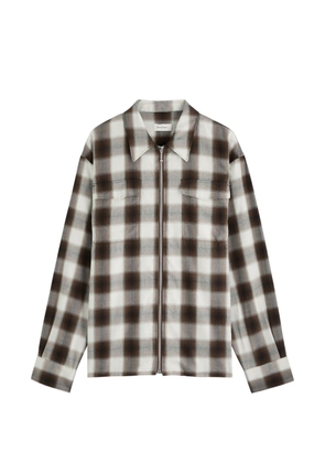 Second/Layer checked zip-up shirt - Brown
