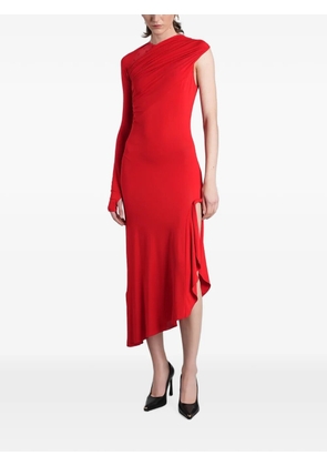 Marine Serre asymmetric ruffled midi dress - Red