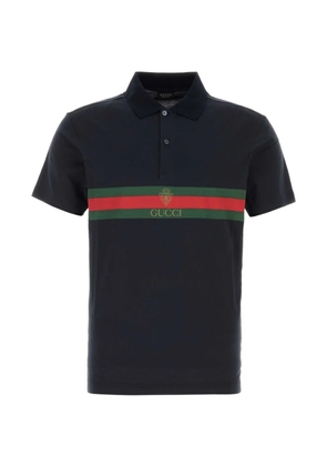 Gucci Web-stripe logo-print polo shirt - Blue