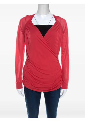 Escada Pre-Owned sheer-sleeve wrap top - Red