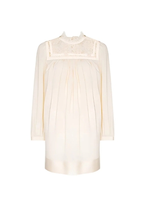 Saint Laurent long-sleeve mini dress - Neutrals