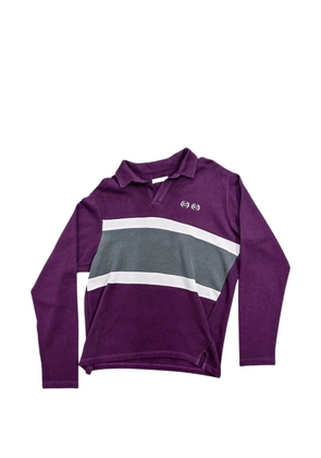 Commission striped embroidered polo shirt - Purple