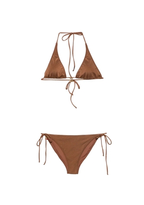 MC2 Saint Barth Viana logo-charm halterneck bikini - Brown