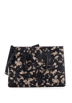 Gucci Pre-Owned Convertible Gusset Arabesque GG Coated Canvas with Leather Medium tote bag - Black